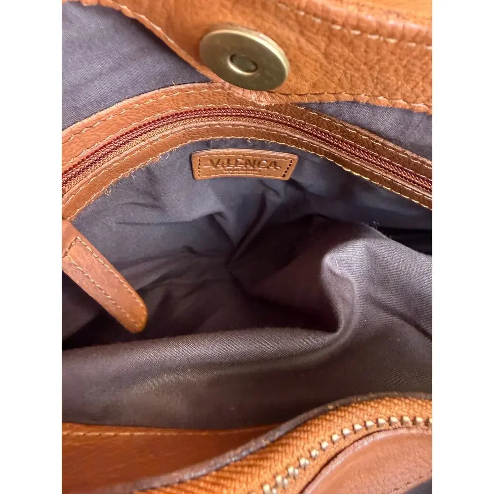 Vileanca Cognac Leather Satchel Crossbody Bag
